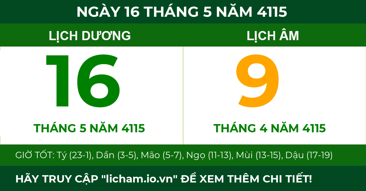 lịch âm ngày 16 tháng 5 năm 4115