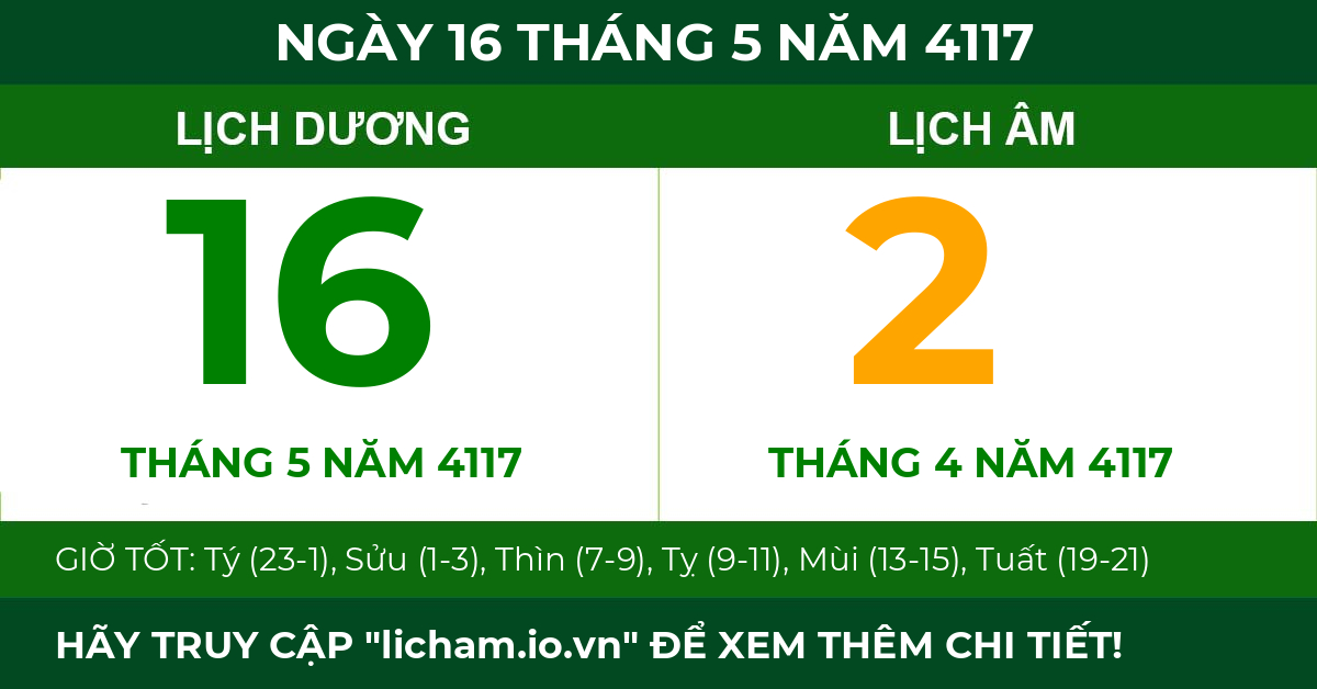 lịch âm ngày 16 tháng 5 năm 4117