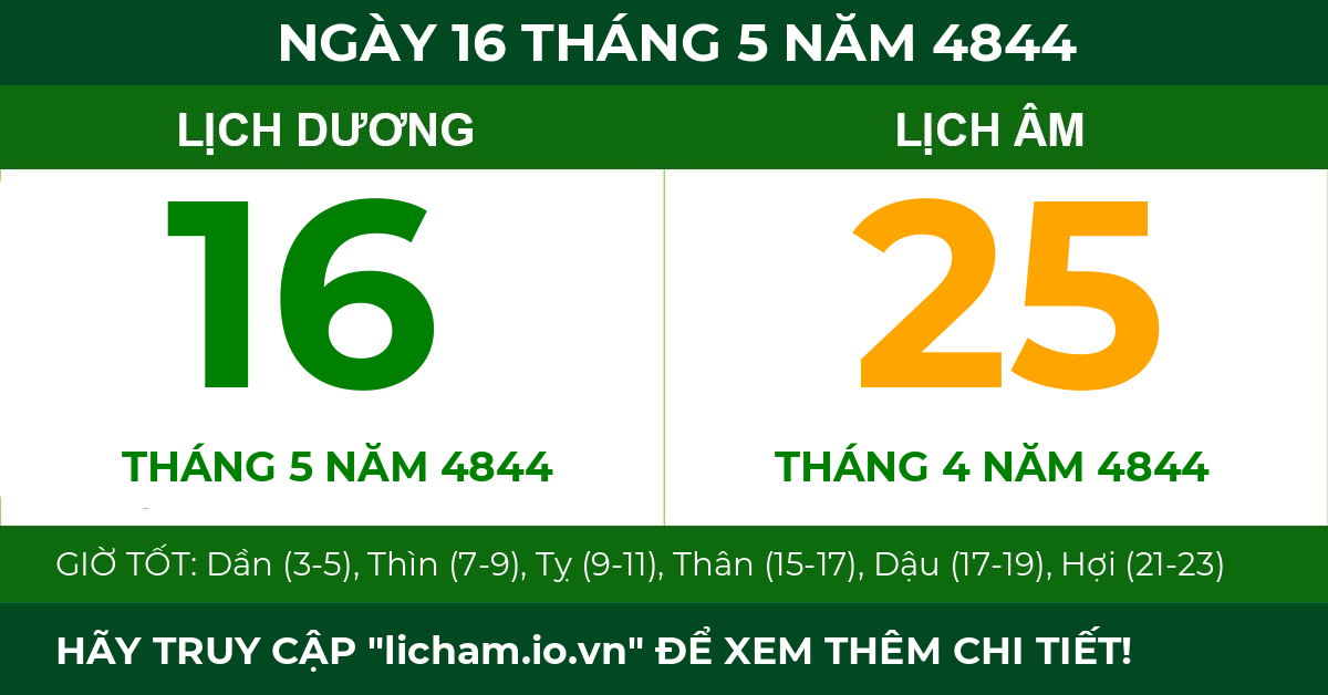 lịch âm ngày 16 tháng 5 năm 4844