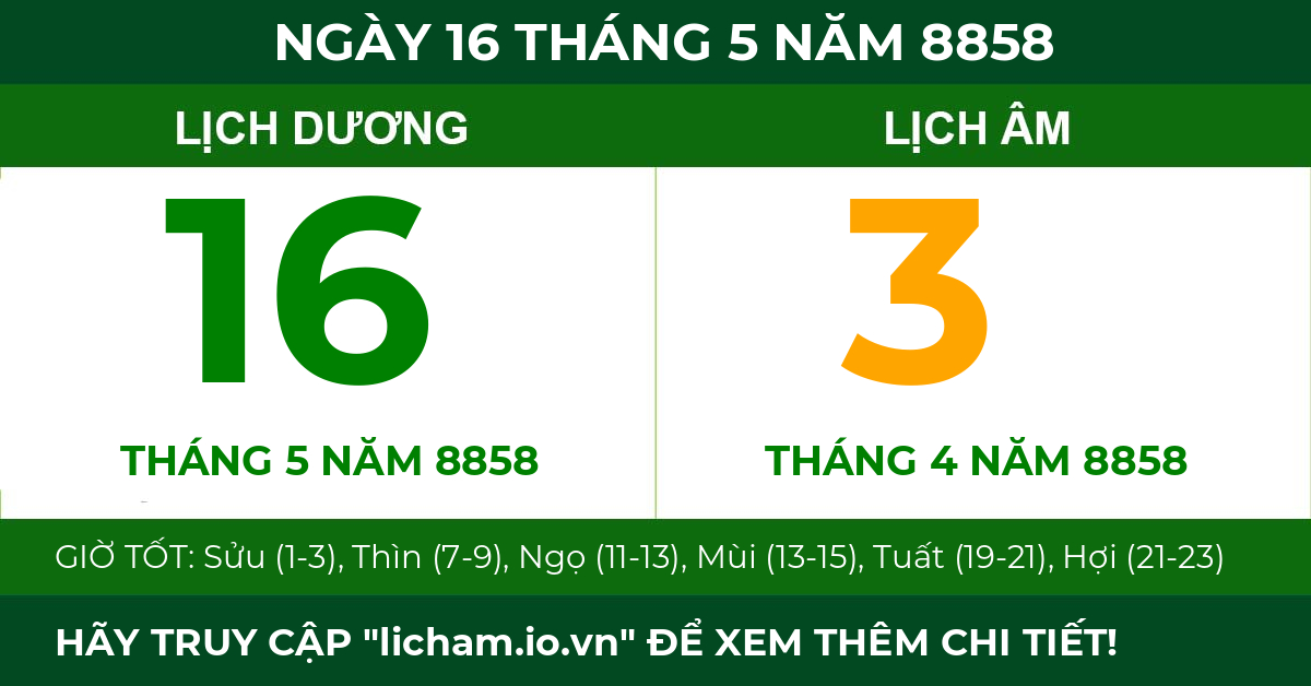 lịch âm ngày 16 tháng 5 năm 8858