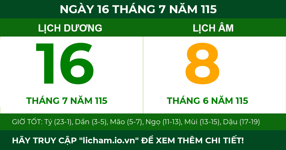 lịch âm ngày 16 tháng 7 năm 115