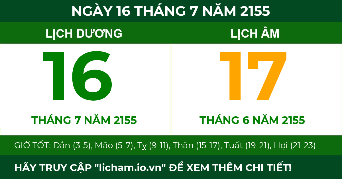 lịch âm ngày 16 tháng 7 năm 2155