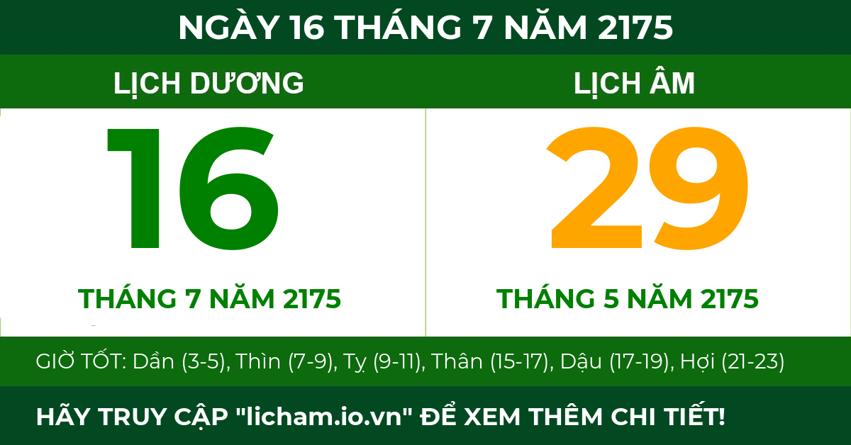 lịch âm ngày 16 tháng 7 năm 2175