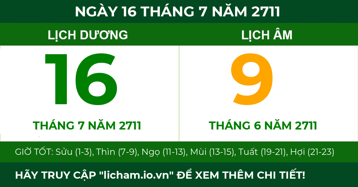 lịch âm ngày 16 tháng 7 năm 2711