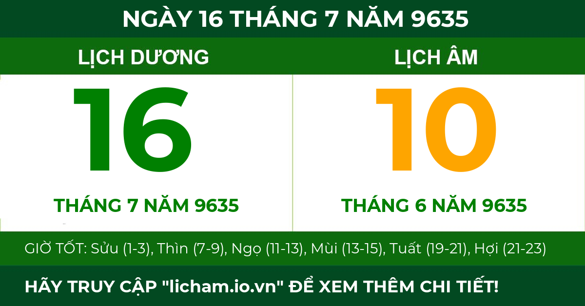 lịch âm ngày 16 tháng 7 năm 9635