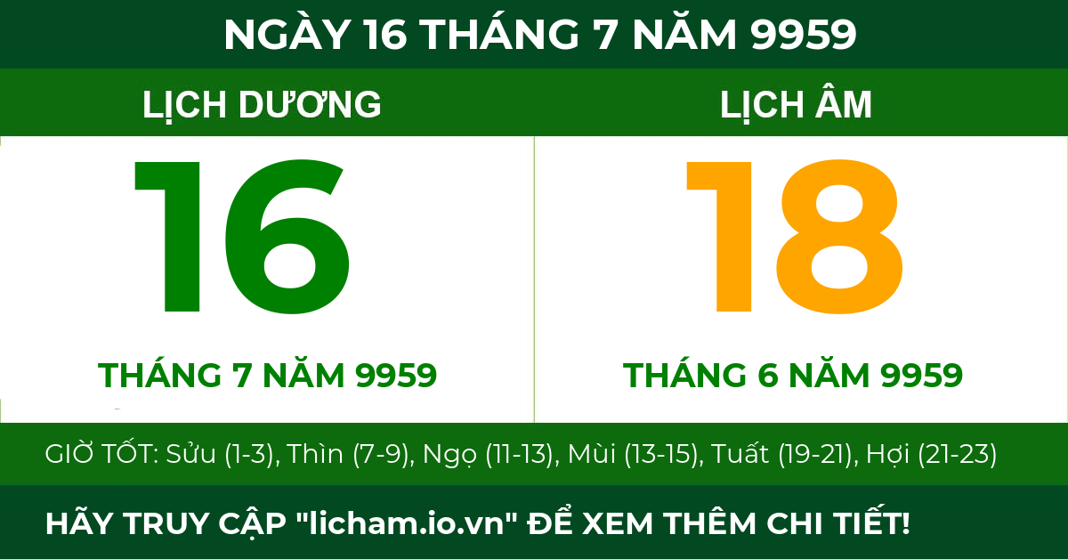 lịch âm ngày 16 tháng 7 năm 9959