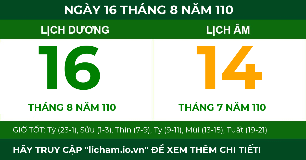 lịch âm ngày 16 tháng 8 năm 110