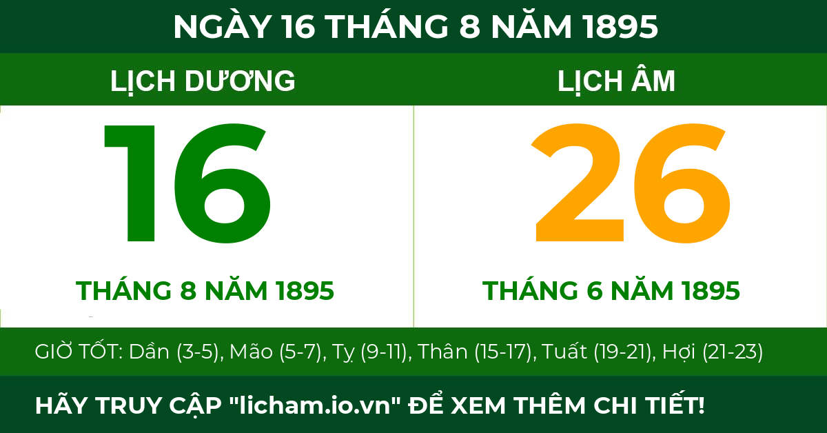 lịch âm ngày 16 tháng 8 năm 1895