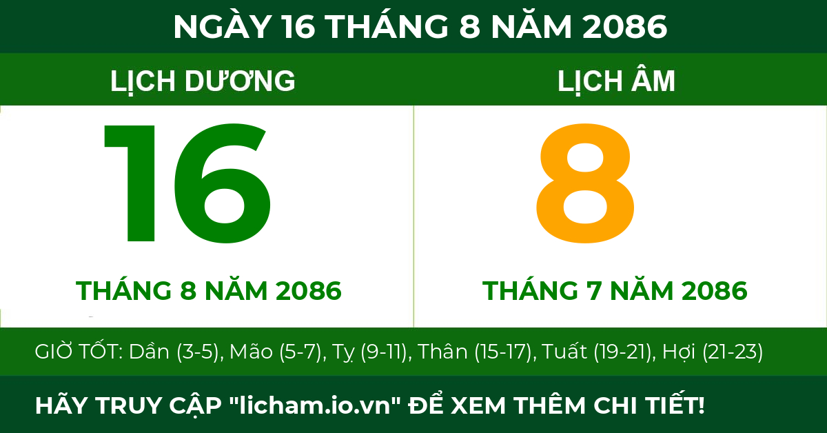 lịch âm ngày 16 tháng 8 năm 2086