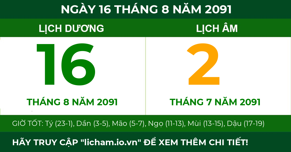 lịch âm ngày 16 tháng 8 năm 2091