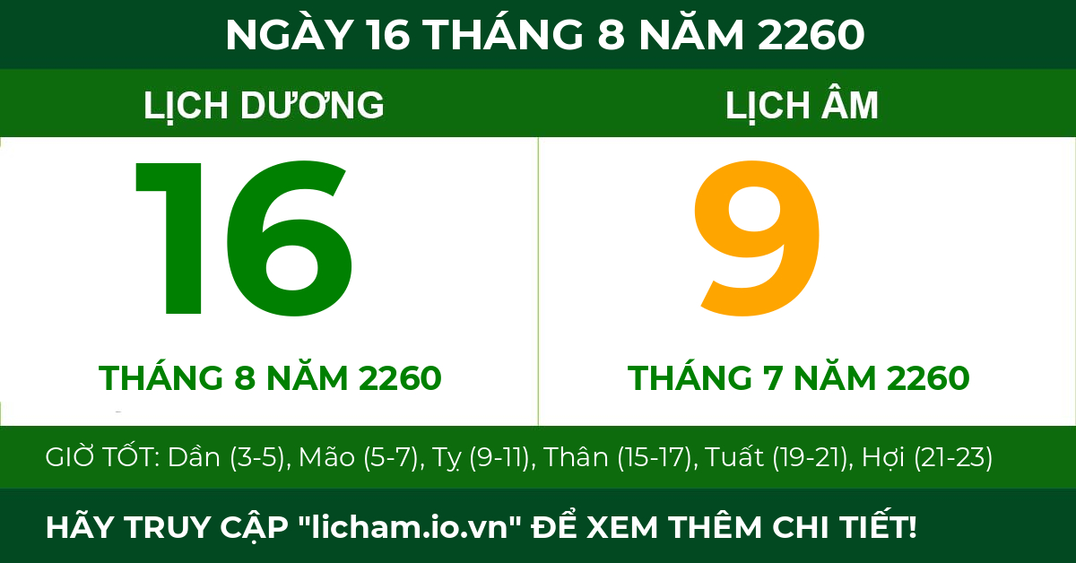 lịch âm ngày 16 tháng 8 năm 2260