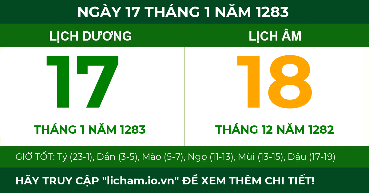 lịch âm ngày 17 tháng 1 năm 1283