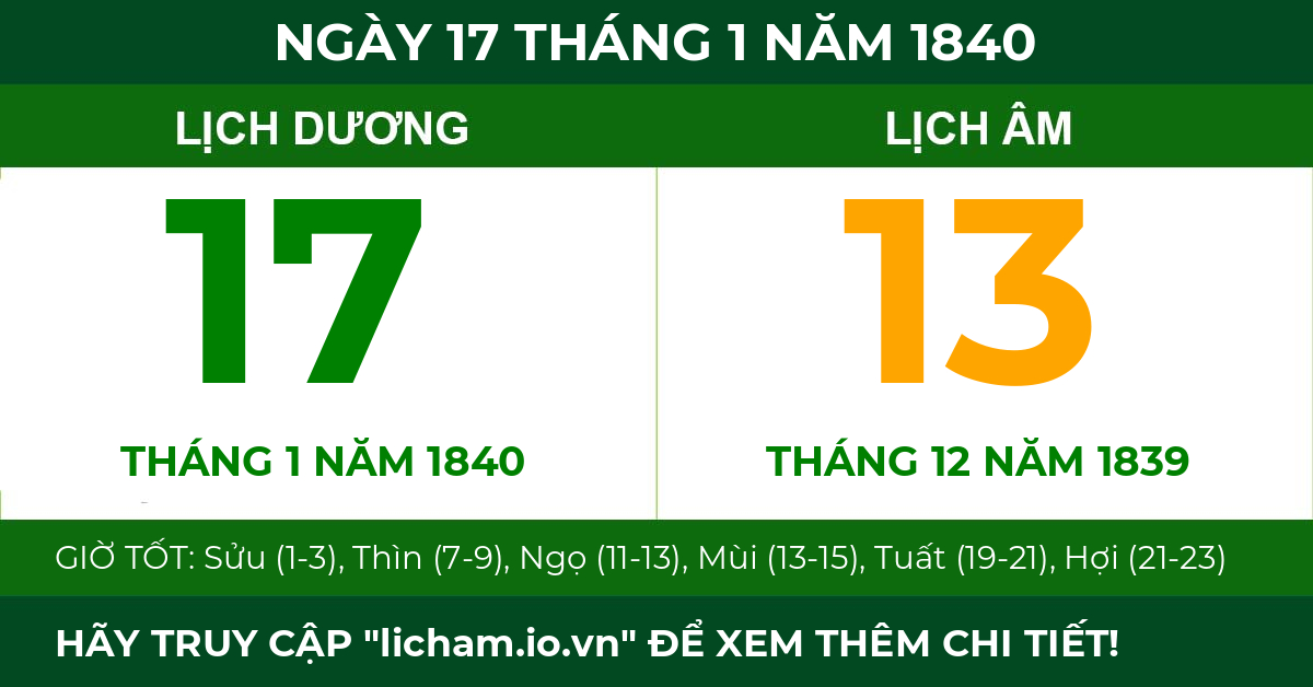 lịch âm ngày 17 tháng 1 năm 1840