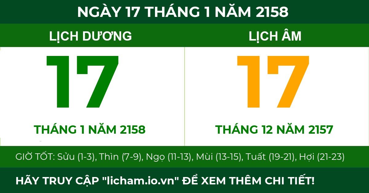 lịch âm ngày 17 tháng 1 năm 2158