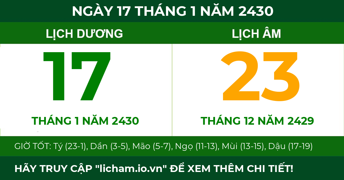 lịch âm ngày 17 tháng 1 năm 2430