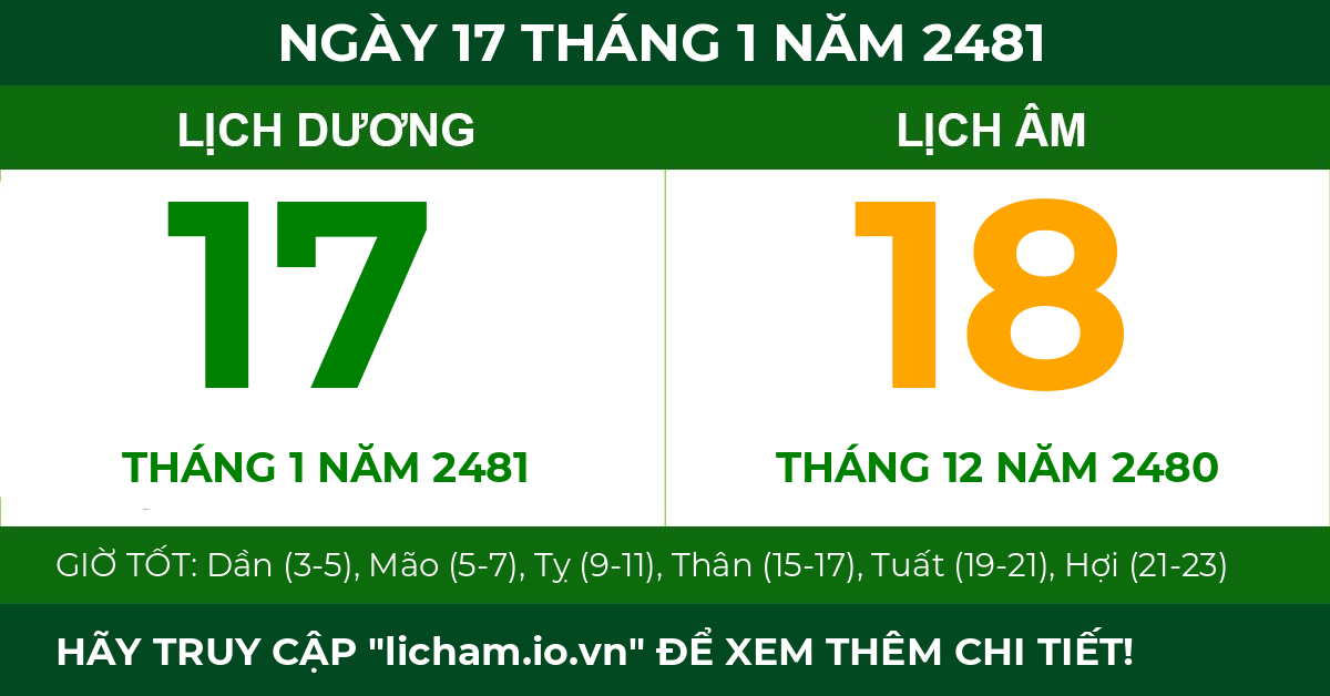 lịch âm ngày 17 tháng 1 năm 2481