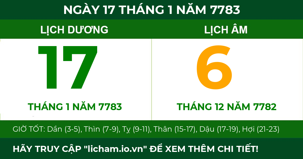 lịch âm ngày 17 tháng 1 năm 7783