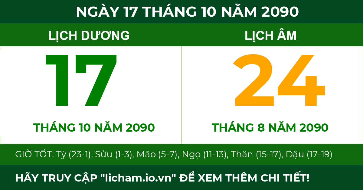 lịch âm ngày 17 tháng 10 năm 2090