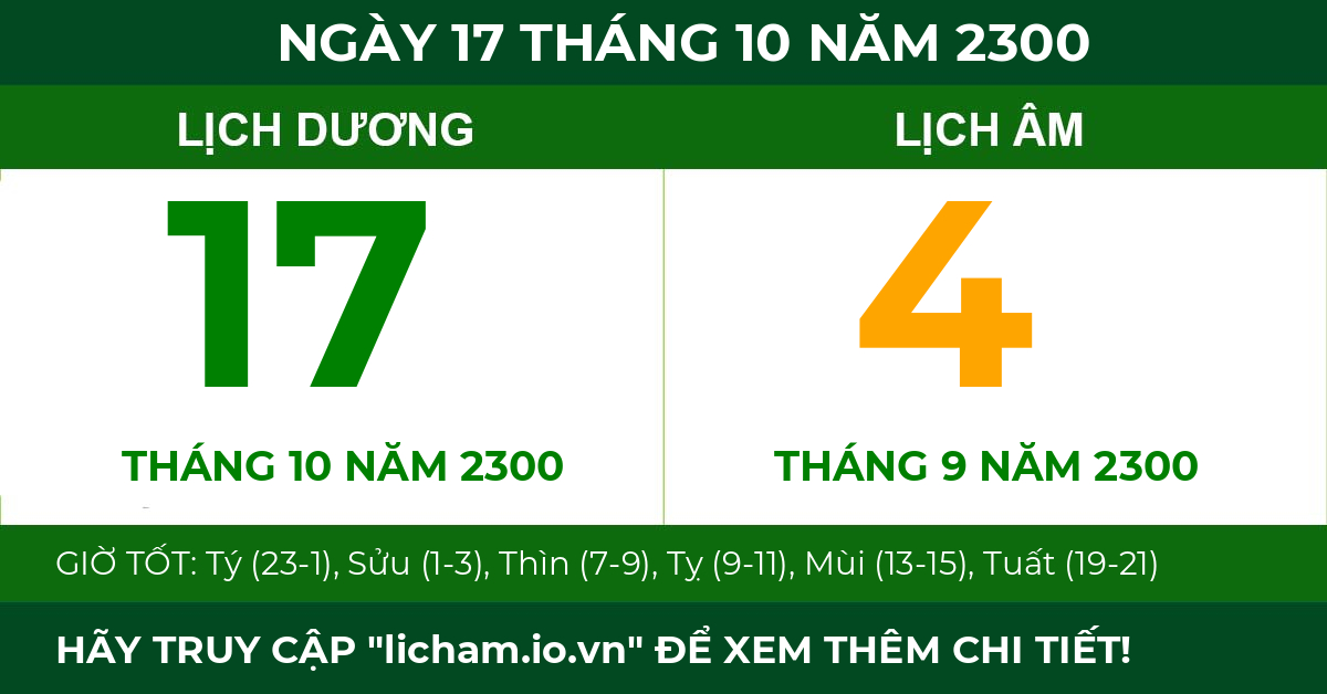 lịch âm ngày 17 tháng 10 năm 2300