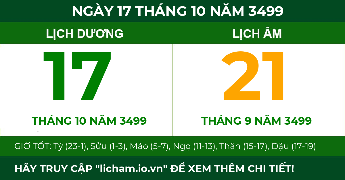 lịch âm ngày 17 tháng 10 năm 3499