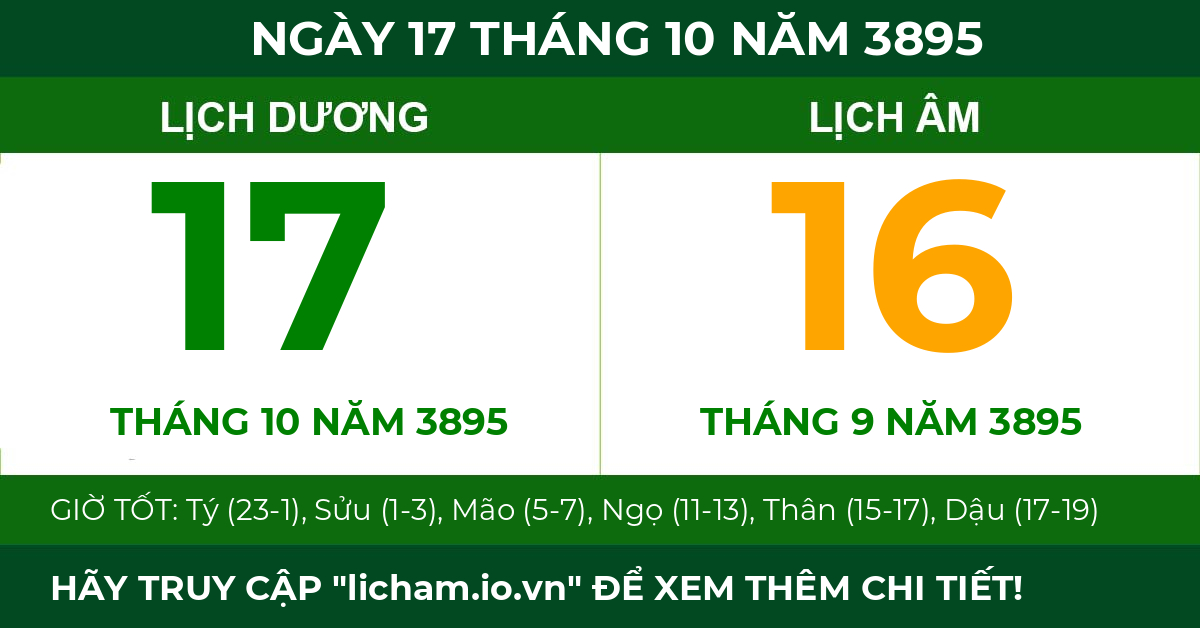 lịch âm ngày 17 tháng 10 năm 3895