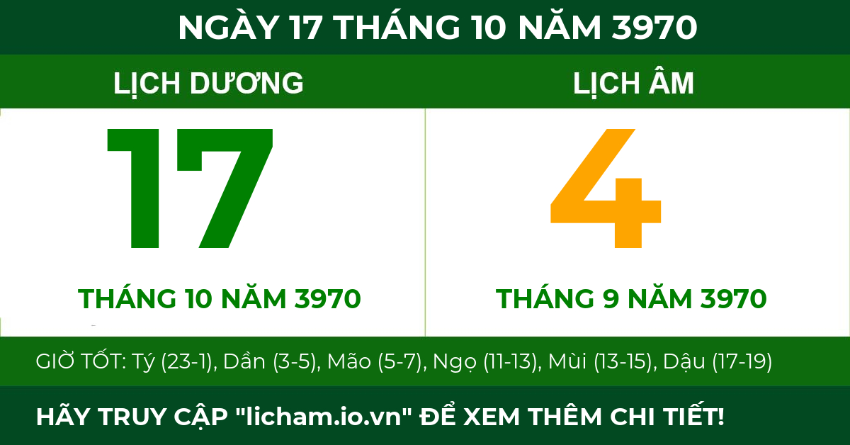 lịch âm ngày 17 tháng 10 năm 3970