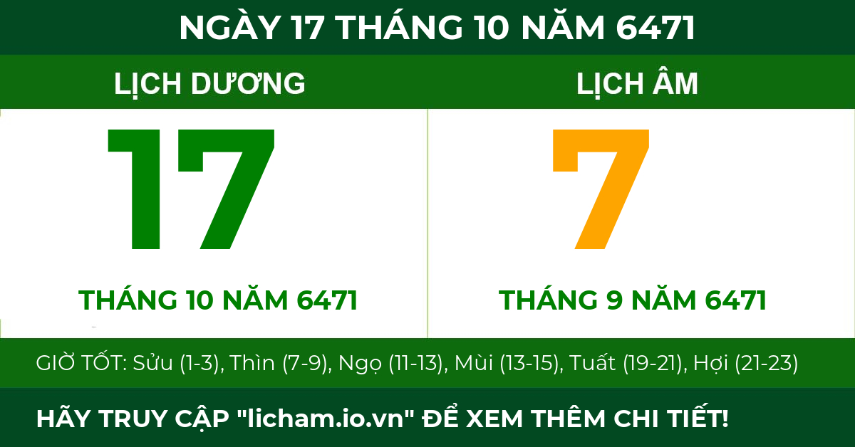 lịch âm ngày 17 tháng 10 năm 6471