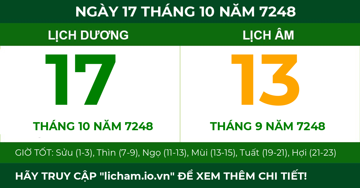 lịch âm ngày 17 tháng 10 năm 7248