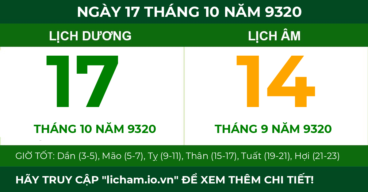 lịch âm ngày 17 tháng 10 năm 9320