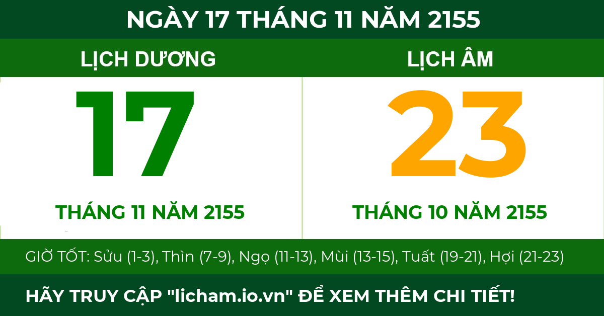 lịch âm ngày 17 tháng 11 năm 2155