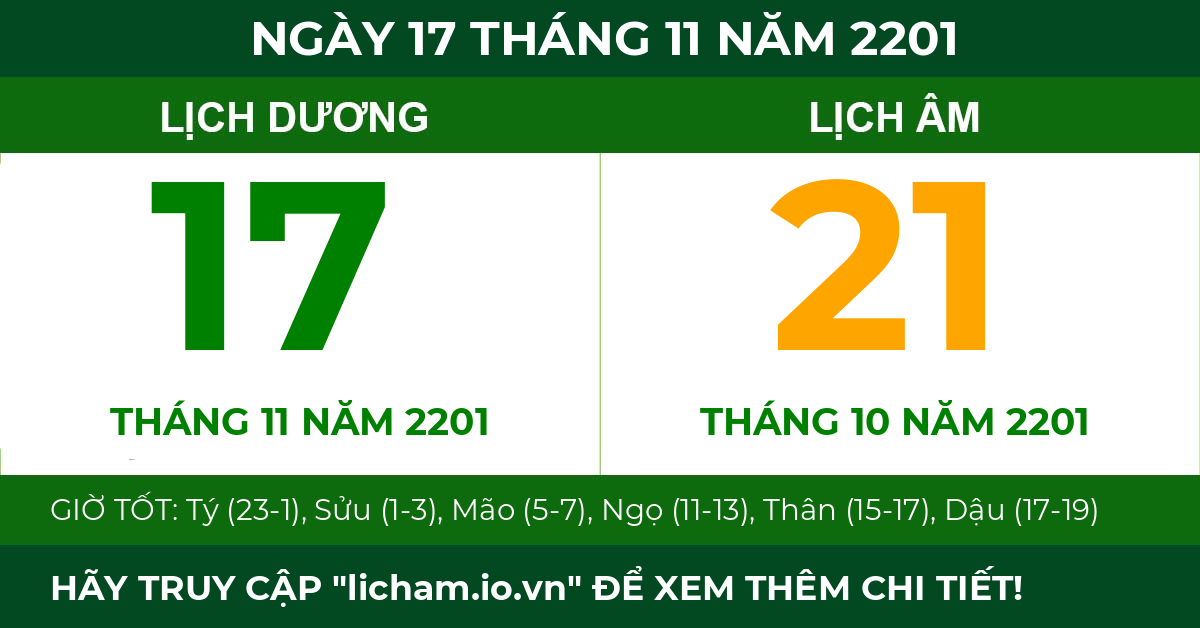 lịch âm ngày 17 tháng 11 năm 2201