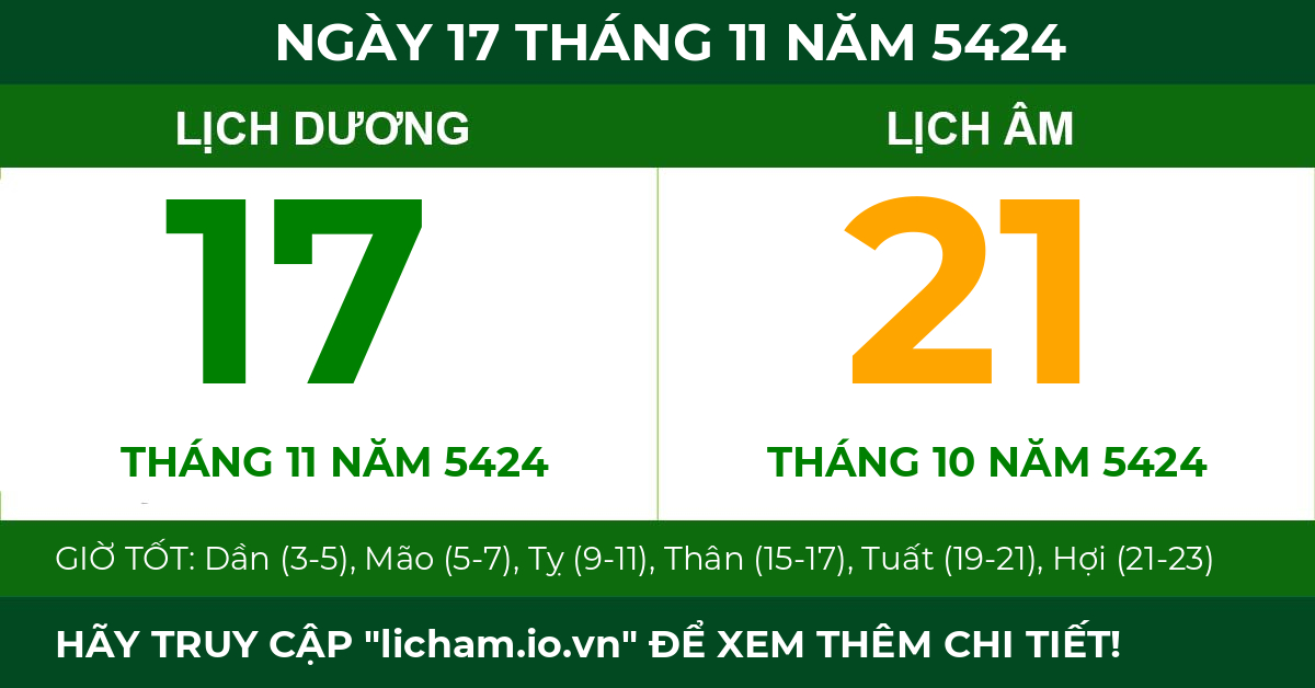 lịch âm ngày 17 tháng 11 năm 5424