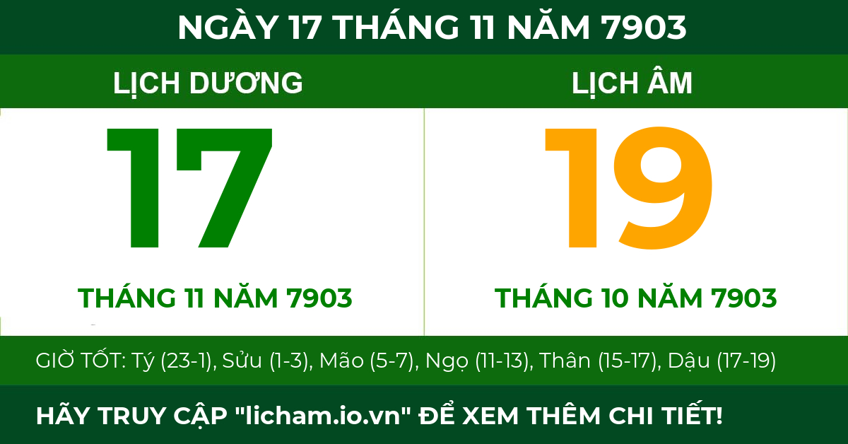 lịch âm ngày 17 tháng 11 năm 7903