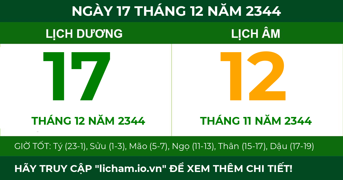 lịch âm ngày 17 tháng 12 năm 2344