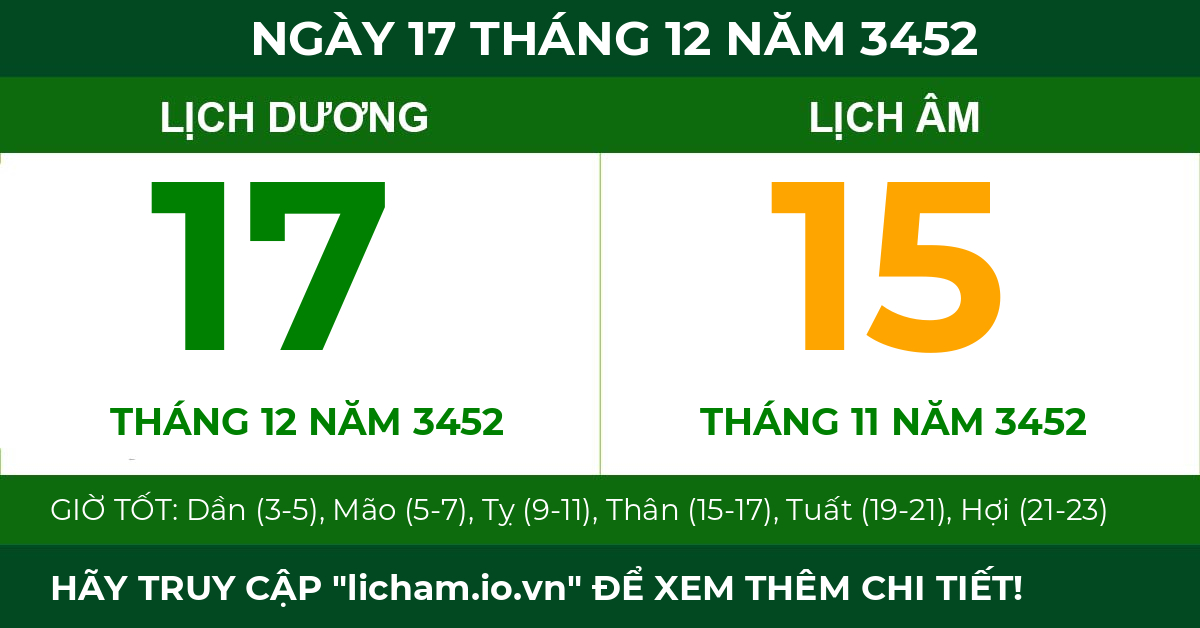 lịch âm ngày 17 tháng 12 năm 3452
