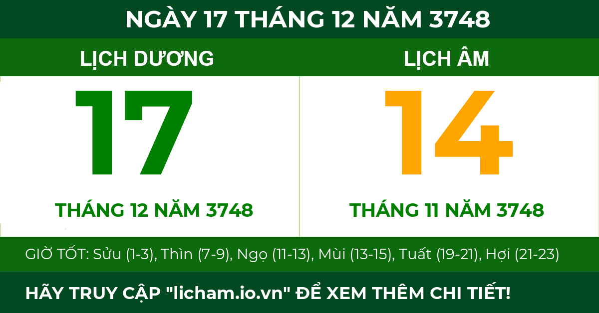 lịch âm ngày 17 tháng 12 năm 3748