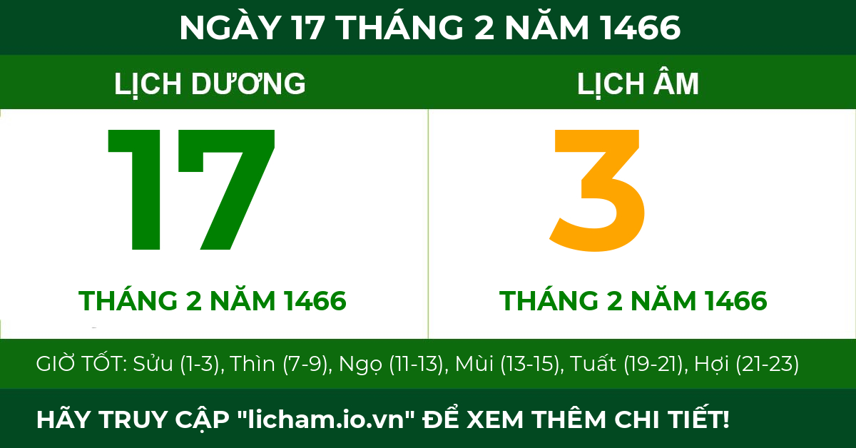 lịch âm ngày 17 tháng 2 năm 1466