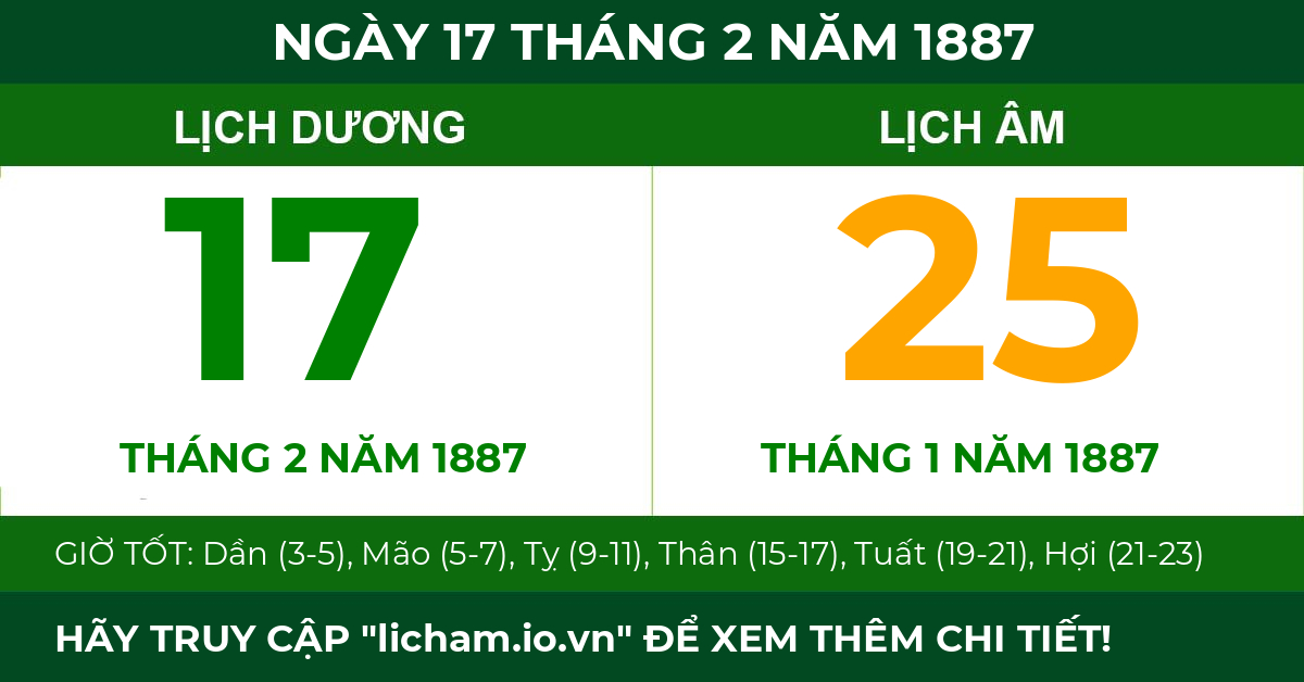 lịch âm ngày 17 tháng 2 năm 1887