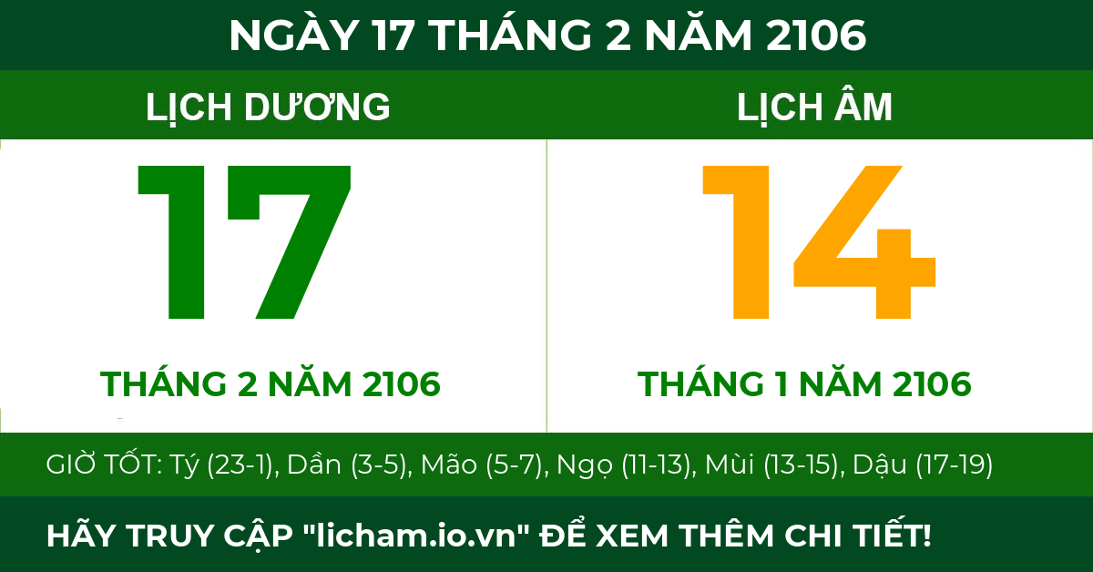 lịch âm ngày 17 tháng 2 năm 2106