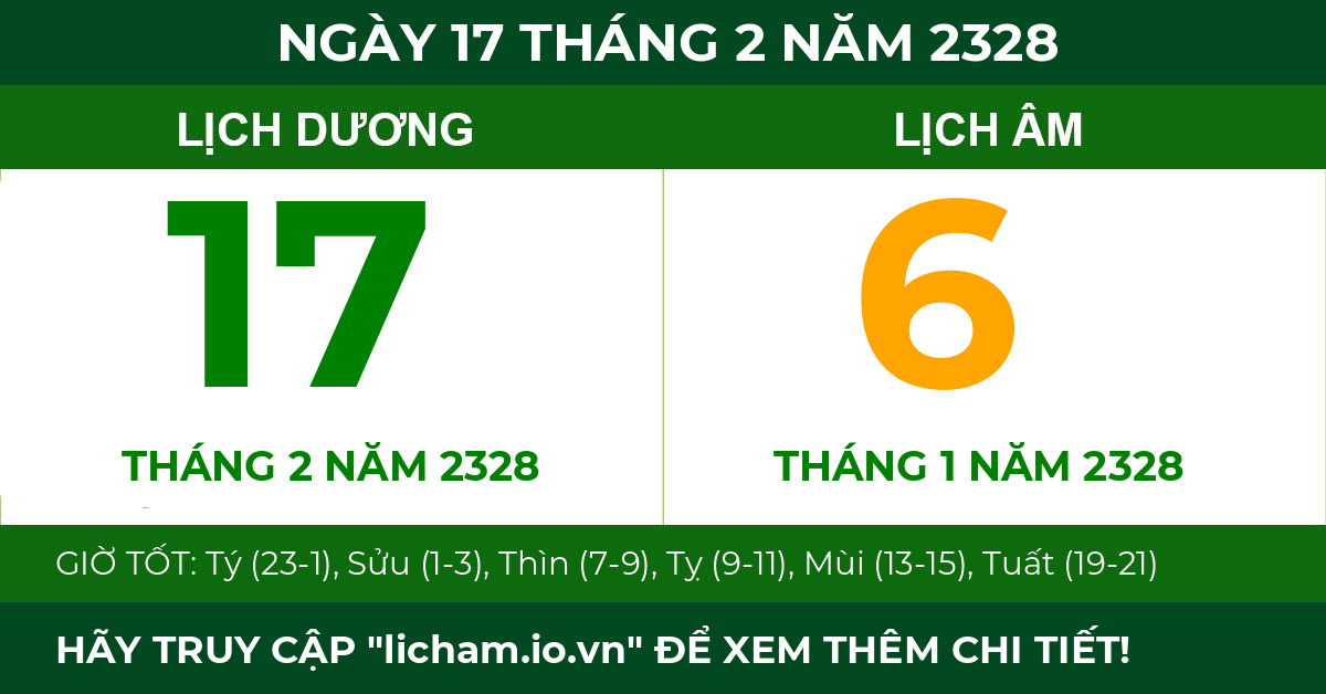 lịch âm ngày 17 tháng 2 năm 2328