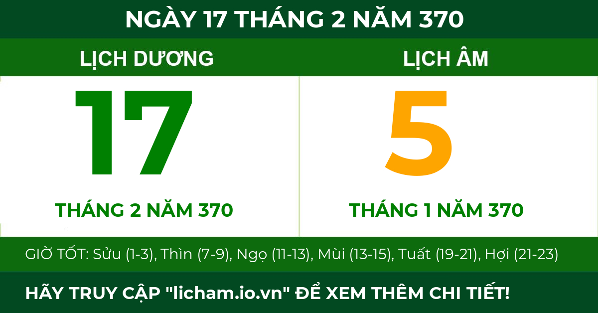 lịch âm ngày 17 tháng 2 năm 370