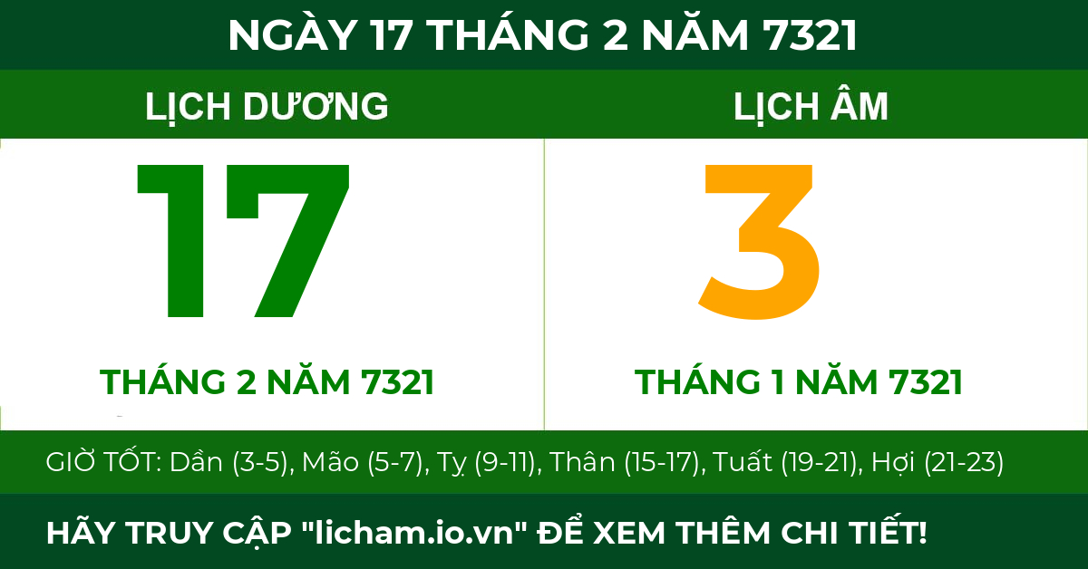 lịch âm ngày 17 tháng 2 năm 7321