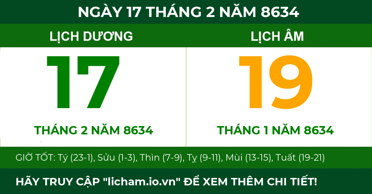 lịch âm ngày 17 tháng 2 năm 8634