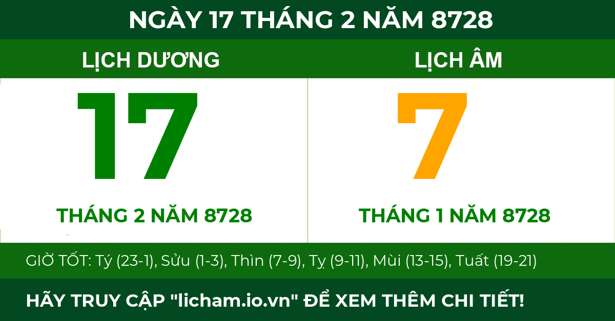 lịch âm ngày 17 tháng 2 năm 8728