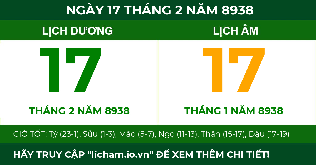lịch âm ngày 17 tháng 2 năm 8938
