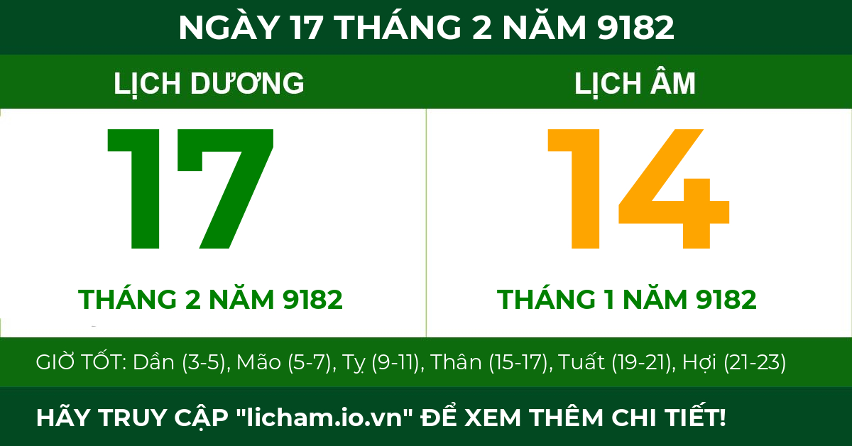 lịch âm ngày 17 tháng 2 năm 9182