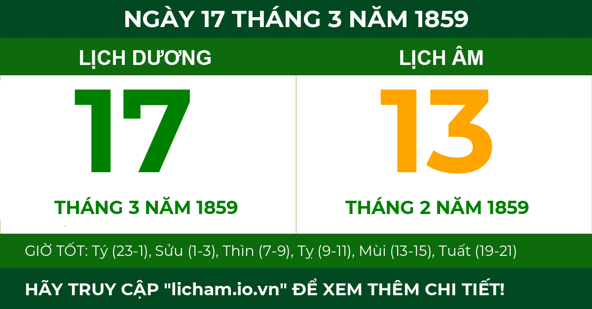 lịch âm ngày 17 tháng 3 năm 1859