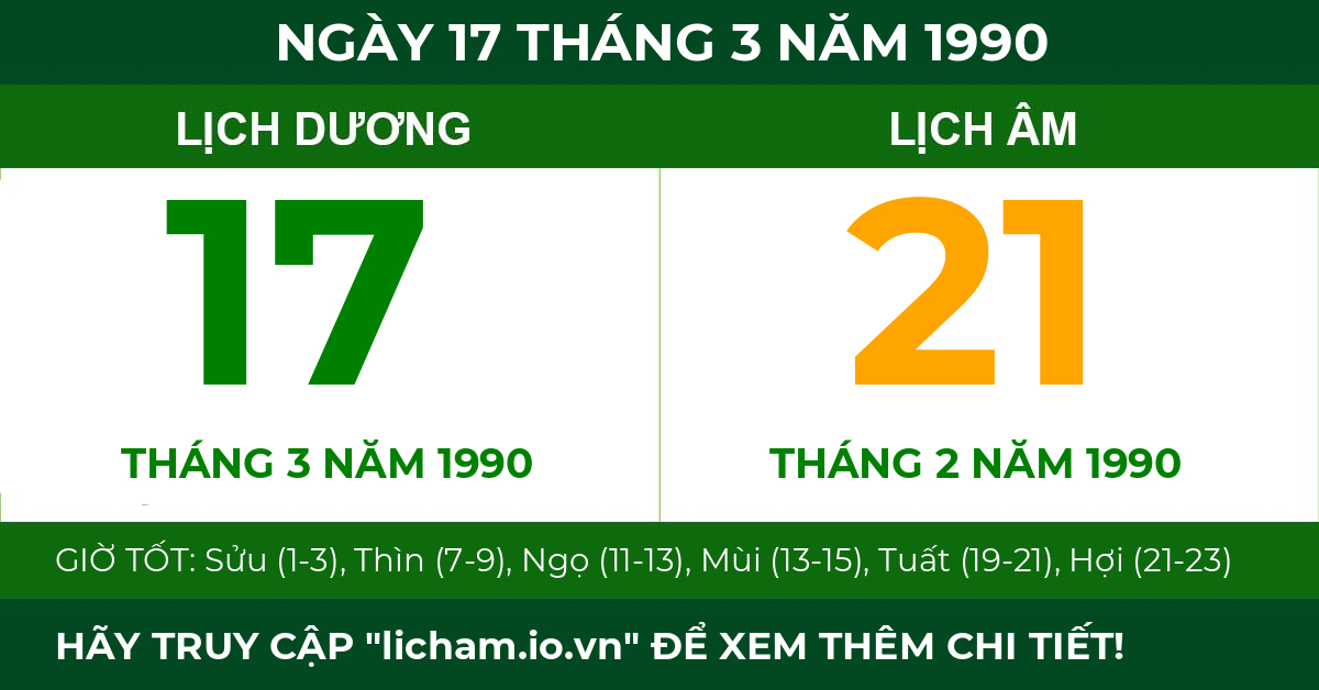 lịch âm ngày 17 tháng 3 năm 1990