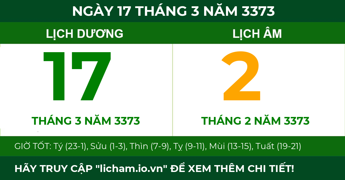 lịch âm ngày 17 tháng 3 năm 3373