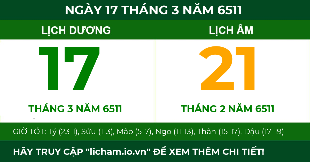 lịch âm ngày 17 tháng 3 năm 6511